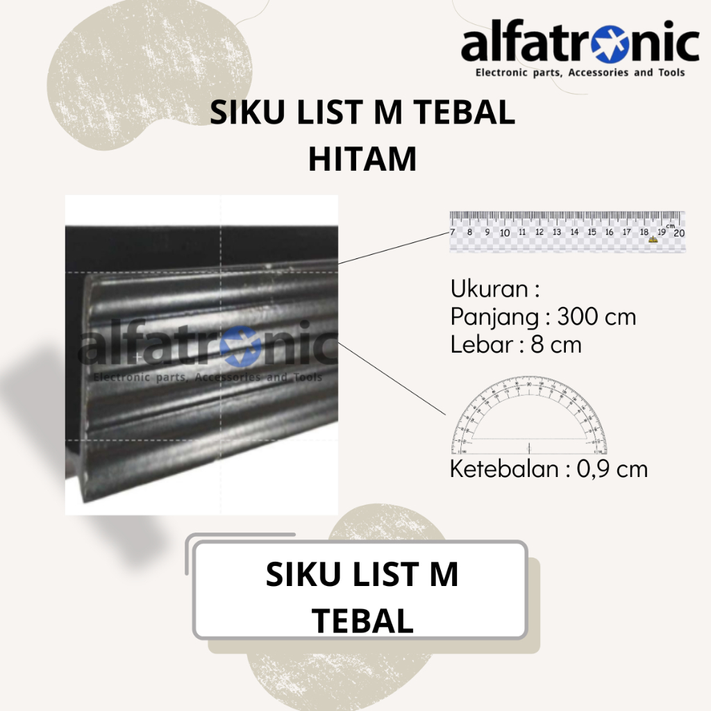 Siku List M Hitam (Tebal) Aluminium for Hardcase Box Siku hardcase List U